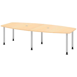 4032062315835 - HAMMERBACHER Konferenztisch KT28C ahorn Tonnenform Rundrohr silber 2800 x 850 - 1300 x 720 - 740 cm 4032062315835 - HAMMERBACHER Konferenztisch KT28C ahorn Tonnenform Rundrohr silber 2800 x 850 - 1300 x 720 - 740 cm