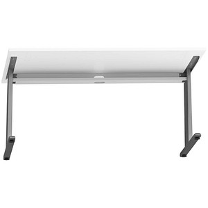 4032062169711 - eurokraft pro ANNY - Schreibtisch mit C-Fußgestell höhenverstellbar 650 - 850 mm Breite 1800 mm Nussbaum-Dekor weiß 4032062169711 - eurokraft pro ANNY - Schreibtisch mit C-Fußgestell höhenverstellbar 650 - 850 mm Breite 1800 mm Nussbaum-Dekor weiß