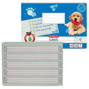 herlitz Schreiblernheft Hund Lineatur 0 liniert DIN A5 quer ohne Rand, 16 Blatt, 1 St.