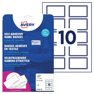 4004182074855 - AVZ L4787-20 - Namens-Etiketten Acetatseide 80 x 50 mm 200 Stück blauer Rand