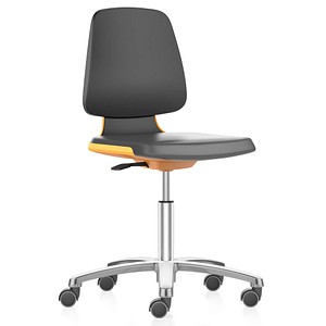 4016849597652 - Arbeitsdrehstuhl LABSIT Fünffuß mit Rollen Sitz mit Kunstlederbezug orange bimos