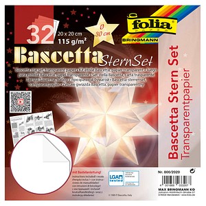 4001868033267 - Bascetta Stern Bastelset Ø 30cm 115g 20x20cm weiß transparent 800 2020 4001868033267 Folia