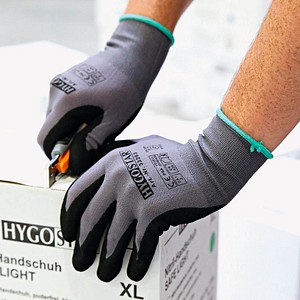 4015544332940 - 10 x Nylon-Feinstrick-Handschuh Ergo Flex L 9 grau-schwarz VE