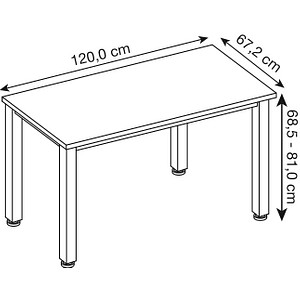 4032062323335 - QS612 Schreibtisch grafit rechteckig 4-Fuß-Gestell grau 1200 x 672 cm