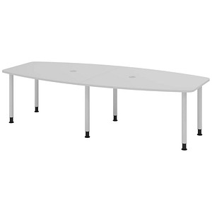 4032062315866 - HAMMERBACHER Konferenztisch KT28C lichtgrau Tonnenform Rundrohr silber 2800 x 850 - 1300 x 720 - 740 cm 4032062315866 - HAMMERBACHER Konferenztisch KT28C lichtgrau Tonnenform Rundrohr silber 2800 x 850 - 1300 x 720 - 740 cm