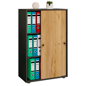 4051814432354 - my office Schiebetürenschrank XL Lona 919582 anthrazit honig-eiche 2 Fachböden 700 x 370 x 1100 cm