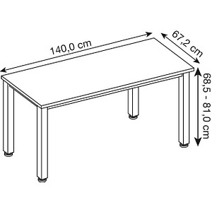 4032062311486 - QS614 Schreibtisch asteiche rechteckig 4-Fuß-Gestell grau 1400 x 672 cm 4032062311486 - QS614 Schreibtisch asteiche rechteckig 4-Fuß-Gestell grau 1400 x 672 cm