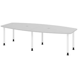 4032062315880 - HAMMERBACHER Konferenztisch KT28C lichtgrau Tonnenform Rundrohr grau 2800 x 850 1300 x 720 - 740 cm