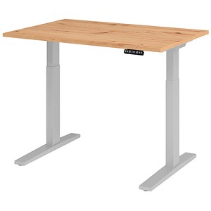 4032062188842 - HAMMERBACHER XMKA12 elektrisch höhenverstellbarer Schreibtisch asteiche rechteckig C-Fuß-Gestell silber 1200 x 800 cm