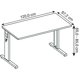4032062188613 - Höhenverstellbarer gerader Schreibtisch mit C-Fuß Express Q Weiß 1200 x 672 x 685 - 810 mm 4032062188613 - Höhenverstellbarer gerader Schreibtisch mit C-Fuß Express Q Weiß 1200 x 672 x 685 - 810 mm