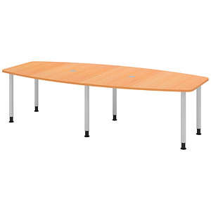 4032062315897 - HAMMERBACHER Konferenztisch KT28C buche Tonnenform Rundrohr silber 2800 x 850 - 1300 x 720 - 740 cm 4032062315897 - HAMMERBACHER Konferenztisch KT28C buche Tonnenform Rundrohr silber 2800 x 850 - 1300 x 720 - 740 cm