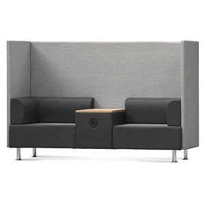 8427951180544 - Soft-Seating-System BE SOFT 2 Sitze mit Tisch m Akustik-Panel inkl Steckersystem schwarz-grau