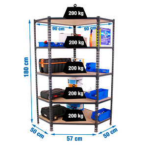 8425437135255 - Schwerlastregal MADERCLICK 8425437135255 anthrazit 900 x 500 x 1800 cm 8425437135255 Simonrack