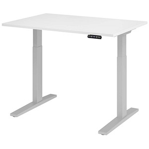 4032062182352 - Sitz-Steh-Schreibtisch VXMKA12 W S elektrisch höhenverstellbar 70 - 120cm (H) 120cmx80cm (BxT) rechteckig weiß   Silber 4032