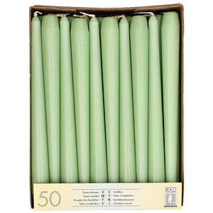 4002911533642 - Leuchterkerzen Ø 22 cm Hochwertige Kerzen mit einer Brenndauer von bis zu 7 Stunden 1 Packung = 50 Kerzen Farbe jadegrün