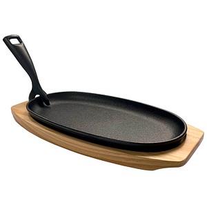 4260202024631 - Servierpfanne mit Holzuntersetzer schwarz 4260202024631 - Servierpfanne mit Holzuntersetzer schwarz