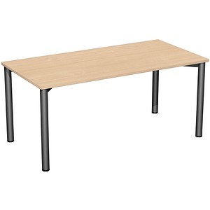 4038933068763 - Flex Schreibtisch buche anthrazit rechteckig 4-Fuß-Gestell grau 1600 x 800 cm