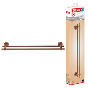 4063565243837 - Moon Doppel-Handtuchstange in gebürsteter Bronze - selbstklebender Handtuchhalter mit 2 Stangen - aus PVD-beschichtetem Metall - ohne Bohren inkl