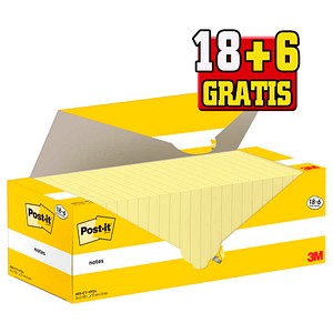 4064035128081 - Post-it® Haftnotizen Notes 655-CY-VP24 B 127 x T 76 mm PEFC®-Papier gelb 18 + 6 Blöcke gratis 100 Blatt Block
