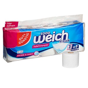 GUT&GÜNSTIG Toilettenpapier sooo weich klassik 3-lagig, 10 St.