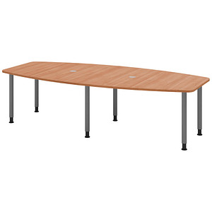 4032062315965 - Konferenztisch manuell höhenverstellbar 72-74cm (H) 280cmx85 130cm (BxT) 10 Personen Tonnenform nussbaum   graphit 40320623