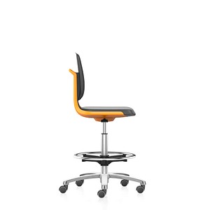 4016849601731 - Arbeitsdrehstuhl LABSIT Hochstuhl mit Sitz-Stopp-Rollen und Fußring Sitz mit Kunstlederbezug orange bimos 4016849601731 - Arbeitsdrehstuhl LABSIT Hochstuhl mit Sitz-Stopp-Rollen und Fußring Sitz mit Kunstlederbezug orange bimos