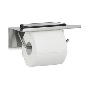 relaxdays Toilettenpapierhalter mit Ablage silber