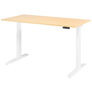 4032062190845 - HAMMERBACHER XMKA16 elektrisch höhenverstellbarer Schreibtisch ahorn rechteckig C-Fuß-Gestell weiß 1600 x 800 cm
