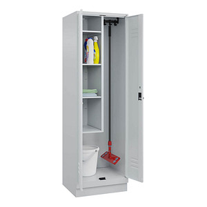 4066681660625 - Putzmittelspind Classic PLUS 1 Abteil Trennwand mittig verkürzt lichtgrau B 600 mm mit Bodensockel Drehriegel C+P