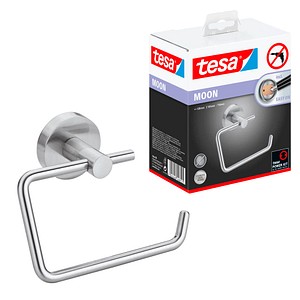 4042448448125 - Toilettenpapierhalter tesa Moon Befestigung ohne Bohren inkl Klebelösung ablösbar Edelstahloptik