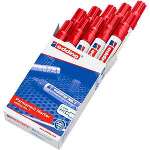 edding No. 1 Permanentmarker rot 1,0 - 5,0 mm, 10 St.