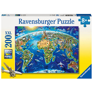 4005556127221 - Ravensburger Puzzle - Ravensburger Kinderpuzzle - 12722 Große weite Welt - Puzzle-Weltkarte für Kinder ab 8 Jahren mit 200 Teilen im XXL-Format