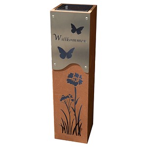 4041908137364 - - Solarleuchte Dekosäule Gartendeko Außenleuchte rostigem Edelstahl silber Kunststoff Akku IP44 1x led warmweiß h 575 cm