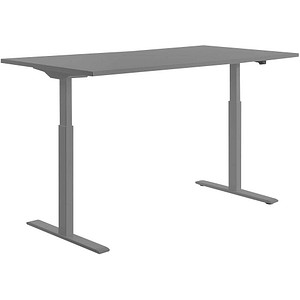 4014296927404 - Sitz-Steh-Schreibtisch E-Table TTS16080AGAG elektrisch höhenverstellbar 70-120cm (H) 160cmx80cm (BxT) rechteckig grau   grau