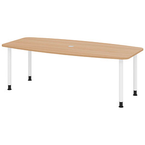 Hammerbacher Konferenztisch K-Serie, manuell höhenverstellbar 72-74cm (H), 220cmx83/103cm (BxT), 8 Personen, Tonnenform, eiche / graphit 4032 4 Stück