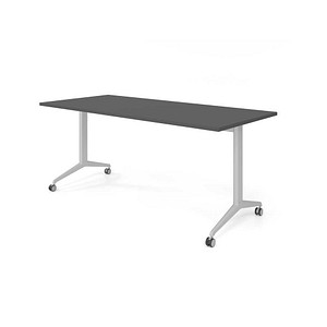 HAMMERBACHER Mehrzwecktisch graphit rechteckig, T-Fuß-Gestell silber, 180,0 x 80,0 x 75,0 cm