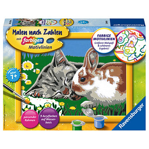 4005556278404 - Malen nach Zahlen - Jeder kann malen (Mal-Sets) Bildgröße 85 x 12 cm Ravensburger Malen nach Zahlen 27840 - Kätzchen und Häschen - Kinder ab 7 Jah