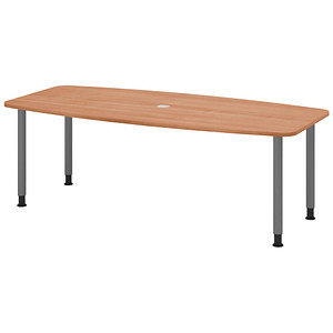 4032062316566 - HAMMERBACHER Konferenztisch KT22C nussbaum Tonnenform Rundrohr grau 2200 x 830 1030 x 720 - 740 cm 4032062316566 - HAMMERBACHER Konferenztisch KT22C nussbaum Tonnenform Rundrohr grau 2200 x 830 1030 x 720 - 740 cm