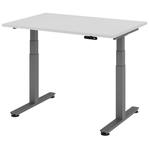4032062306680 - HAMMERBACHER XDSM12 elektrisch höhenverstellbarer Schreibtisch lichtgrau rechteckig T-Fuß-Gestell grau 1200 x 800 cm