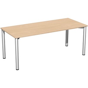 4038933487960 - Flex Schreibtisch buche silber rechteckig 4-Fuß-Gestell silber 1800 x 800 cm