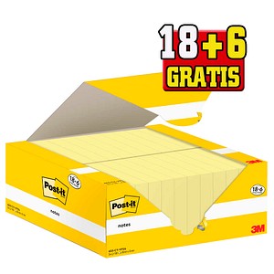 4064035128067 - Post-it® Haftnotizen Notes 653-CY-VP24 B 51 x T 38 mm PEFC®-Papier gelb 18 + 6 Blöcke gratis 100 Blatt Block
