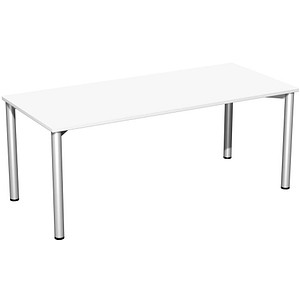 4038933502823 - Flex Schreibtisch weiß silber rechteckig 4-Fuß-Gestell silber 1800 x 800 cm