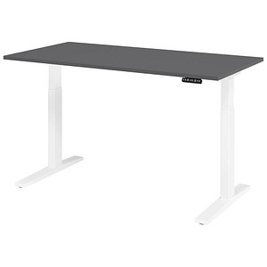 Hammerbacher Sitz-Steh-Schreibtisch VXMKA, elektrisch höhenverstellbar, 120cm (H), 160x80cm (BxT), graphit / weiß 4032062324127 Hammerbacher 2 Stück