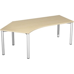 4038933409412 - 4 Fuß Flex Schreibtisch 135° links feste Höhe 2166x1130x720 Ahorn Silber