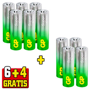 6 + 4 GRATIS: 6 GP Batterien SUPER Micro AAA 1,5 V + GRATIS 4 St.