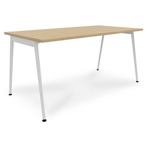 Quadrifoglio X3 Schreibtisch eiche rechteckig, 4-Fuß-Gestell weiß 160,0 x 80,0 cm