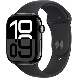 Apple Watch Series 10 46 mm Aluminium (GPS+Cellular) Sportarmband S/M  schwarz, diamantschwarz