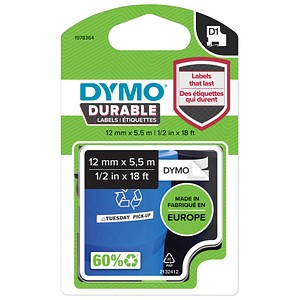 3501179783642 - DYMO Original D1 Hochleistungs-Etikettenband | schwarz auf weiß | 12 mm x 55 m | permanent haftendes Vinyl- Schriftband | für LabelManager-Beschriftungsgerät 3501179783642 - DYMO Original D1 Hochleistungs-Etikettenband | schwarz auf weiß | 12 mm x 55 m | permanent haftendes Vinyl- Schriftband | für LabelManager-Beschriftungsgerät