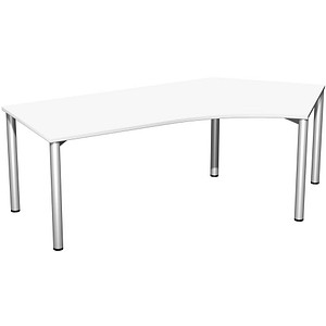 4038933501161 - 4 Fuß Flex Schreibtisch 135° rechts feste Höhe 2166x1130x720 Weiß Silber