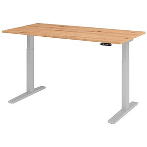 4032062188866 - Sitz-Steh-Schreibtisch elektrisch höhenverstellbar 70-120cm (H) 160x80cm (BxT) rechteckig asteiche   silber 4032062188866 H